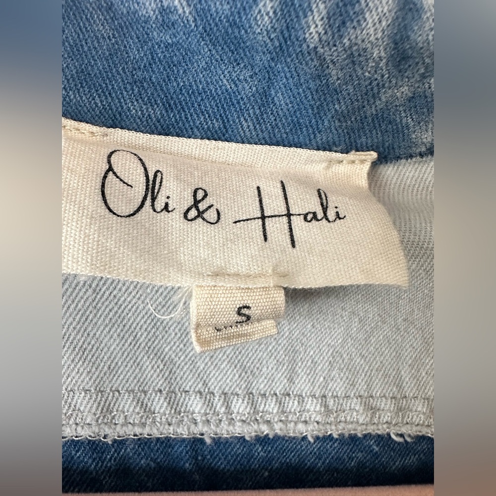NWOT🤍Oli & Hali Floral Lace Patchwork Lightweight Denim Jacket Small Blue - Picture 4 of 8